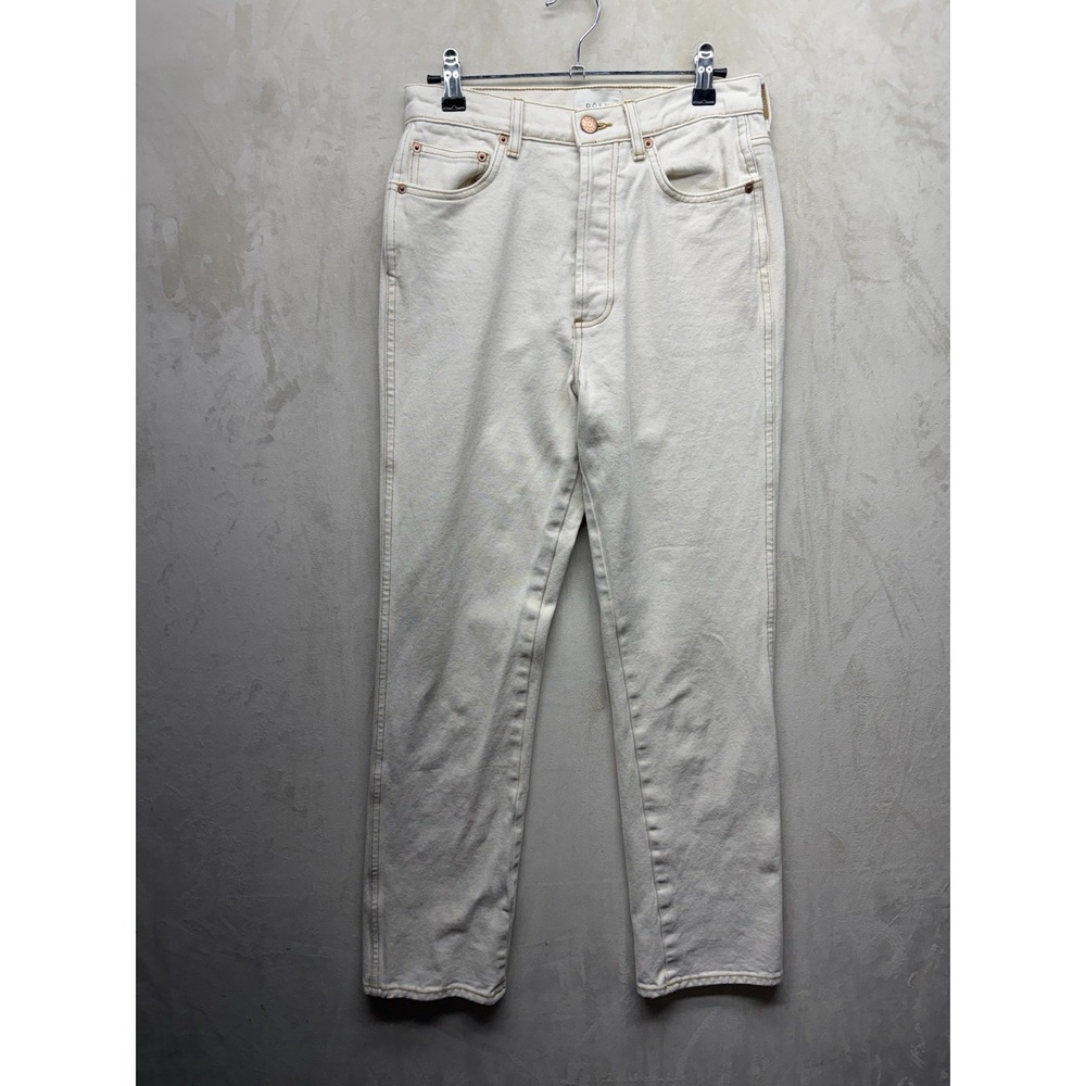 DOEN Jeans Women's 26 White High Rise Straight Leg Light Wash Cotton 5-Pocket